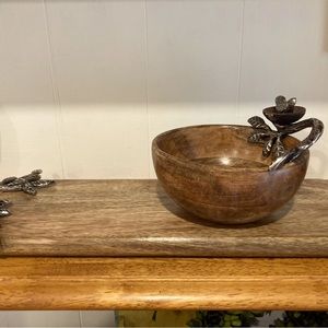 Mud Pie mango wood charcuterie board and matching bowl